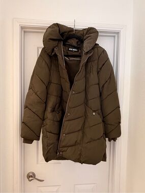 Steve Madden Hooded Puffer Coat XL Olive Green